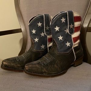 Mid calf western American flag boots